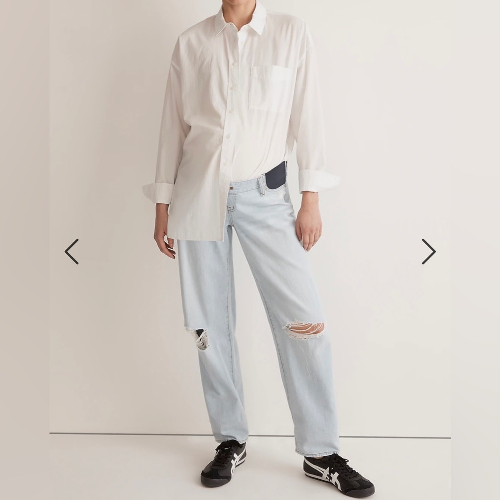 Madewell: The Maternity Side-Panel Slouchy Boyjean in Wrightlane Wash. Size 25